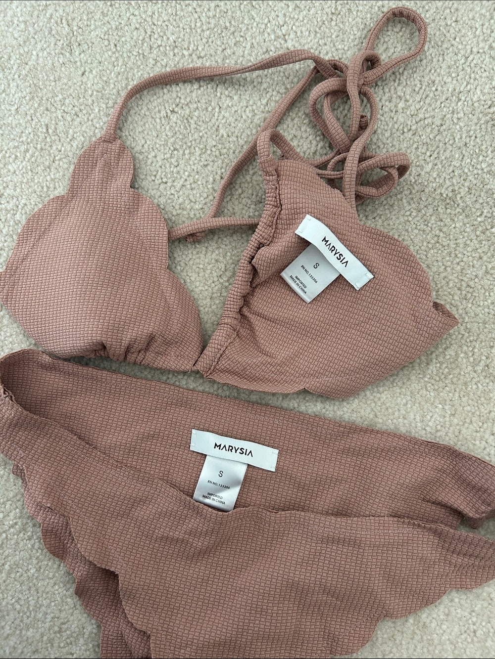 Marysia Swim Scalloped Bikini Set in Dusty Rose